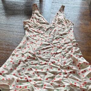 Women’s Cream Cherry Print Slip Dress - Zara medium